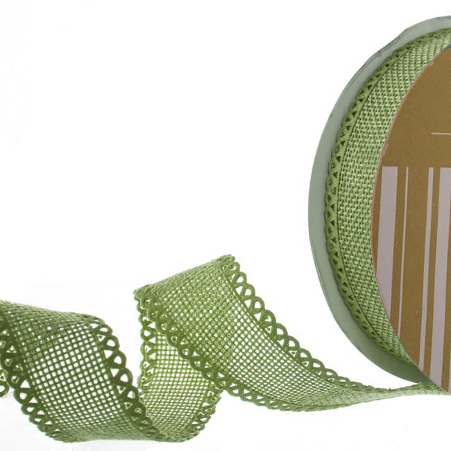 Faux Linen Ribbon with Scalloped Edge Moss (25mmx10m) – Koch & Co Pty Ltd