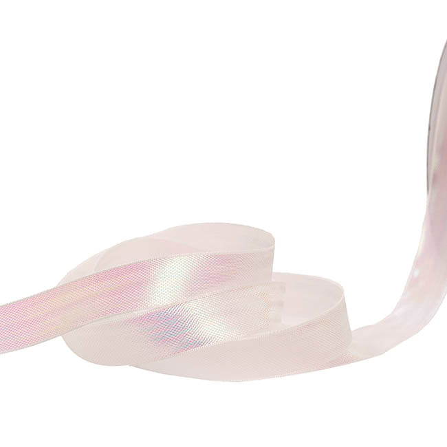 Ribbon Taffeta Iridescent Metallic White (15mmx25m)