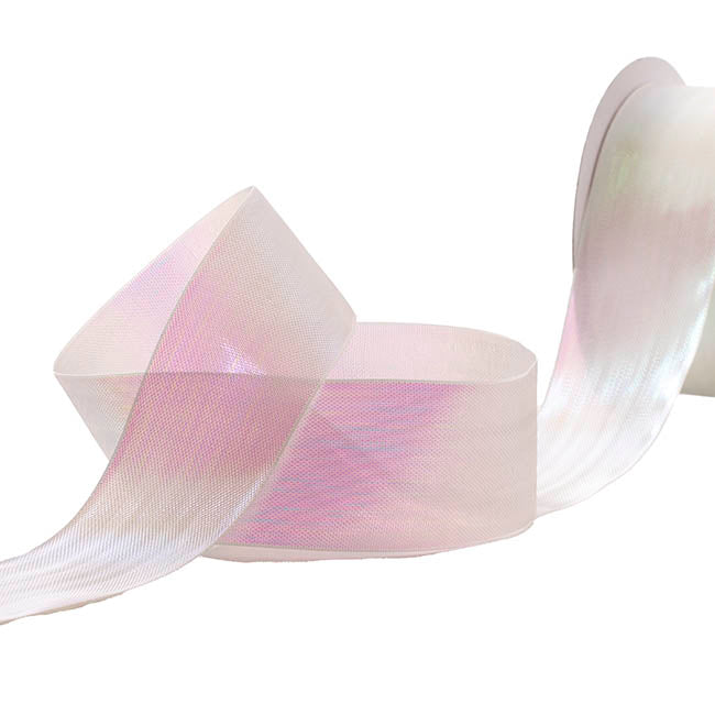 Ribbon Taffeta Iridescent Metallic White (38mmx25m)