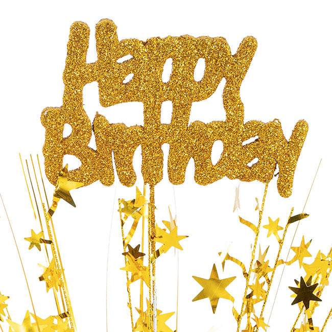 Balloon Weight Bursting Star Happy Bday Gold (35cmH)
