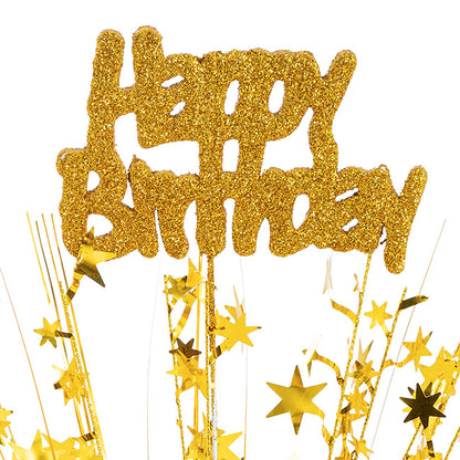 Balloon Weight Bursting Star Happy Bday Gold (35cmH)