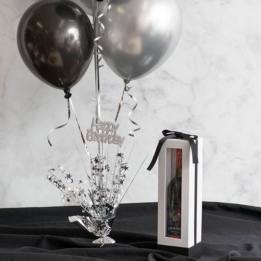 Balloon Weight Bursting Star Happy Bday Silver (35cmH)