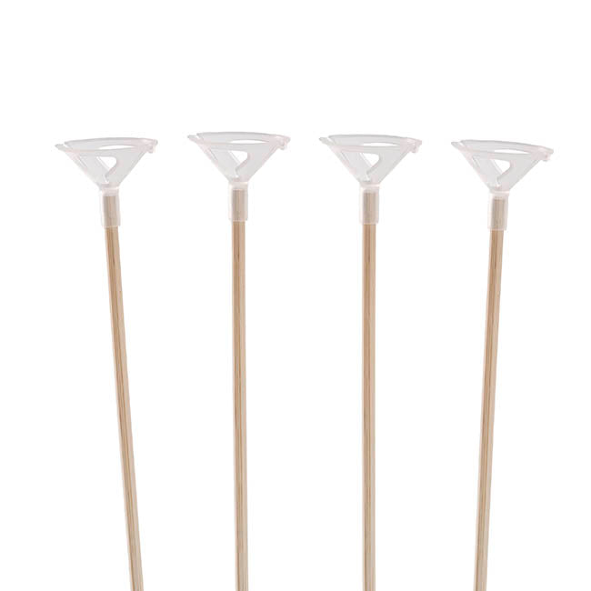 Bamboo Balloon Stick & PLA Cup Pack 25 White (40cmH)