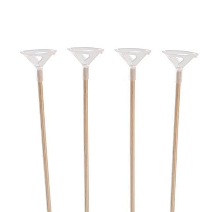 Bamboo Balloon Stick & PLA Cup Pack 25 White (40cmH)