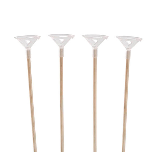 Bamboo Balloon Stick & PLA Cup Pack 25 White (40cmH)