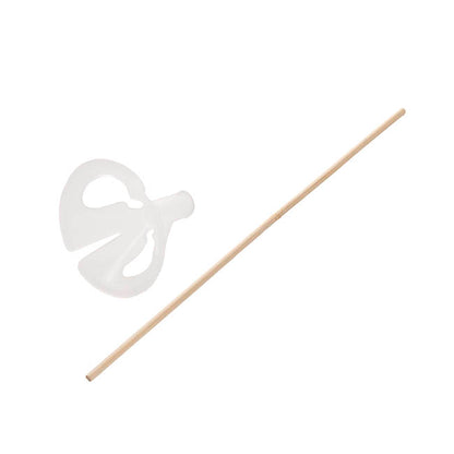 Bamboo Balloon Stick & PLA Cup Pack 25 White (40cmH)