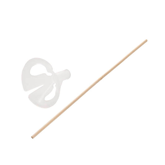 Bamboo Balloon Stick & PLA Cup Pack 25 White (40cmH)