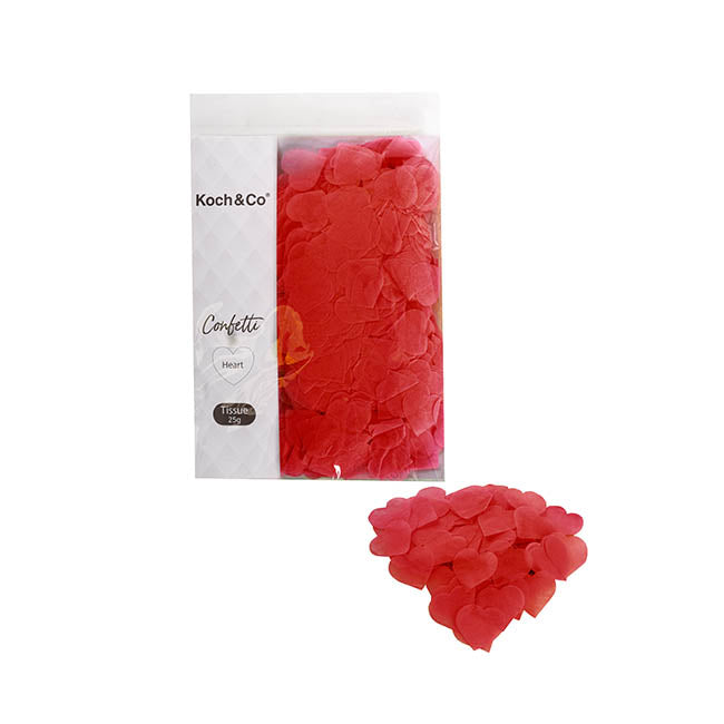 Confetti Heart Shape Tissue 25g Bag (2.5cmD) Red