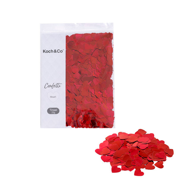 Confetti Heart Shape 25g Bag (1.5cmD) Metallic Red
