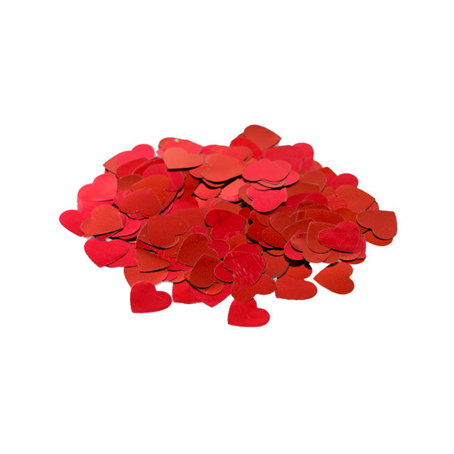 Confetti Heart Shape 25g Bag (1.5cmD) Metallic Red