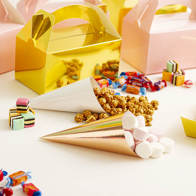 Paper Snack & Confetti Cone Pack 20 White (18.5x16.5cm)