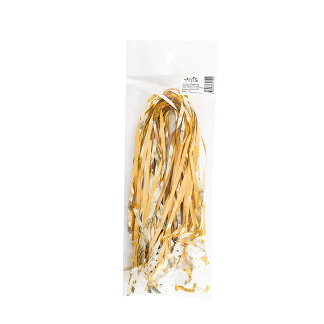 Pre Cut Balloon Ribbon with Clip Pk25 Metallic Gold (1.5m)