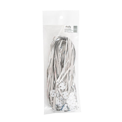 Pre Cut Balloon Ribbon with Clip Pk25 Metallic Silver (1.5m)