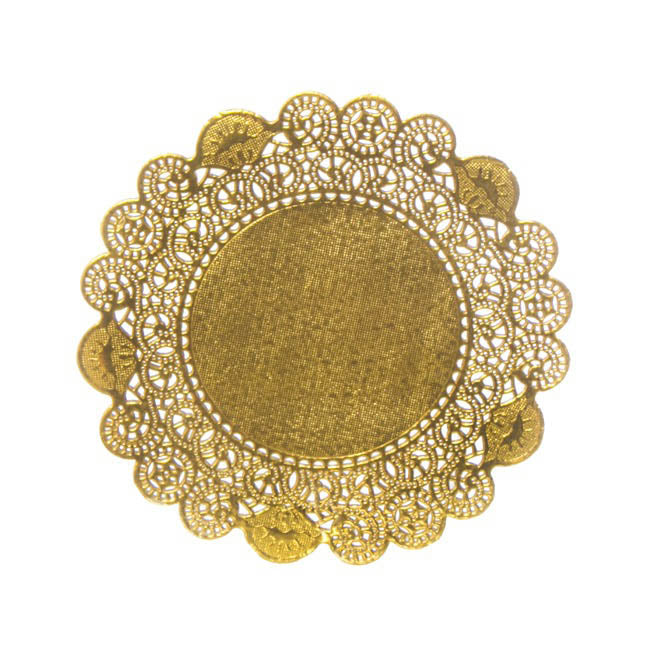 Paper Doily Round 12 Pack Gold (16.6cmD)