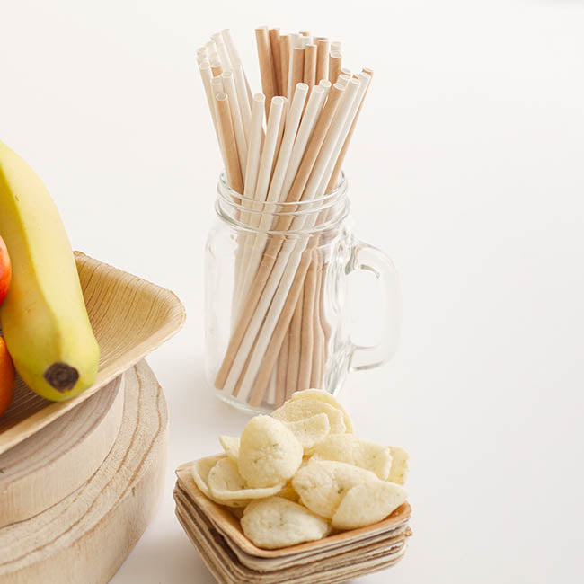 Paper Straws Plain Kraft Brown (20cmH 6mmDia) Pack 50