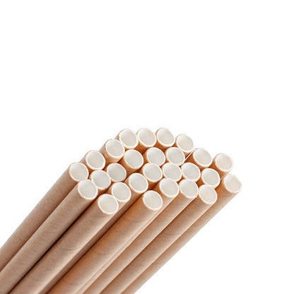 Paper Straws Plain Kraft Brown (20cmH 6mmDia) Pack 50