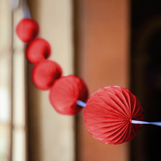 Hanging Honeycomb Ball Pack 4 Red (25cmD)