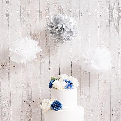 Hanging Tissue Pom Pom Pack 3 Silver (30cmD)