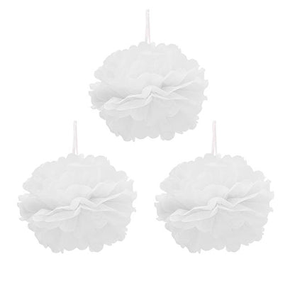 Hanging Tissue Pom Pom Pack 3 White (30cmD)