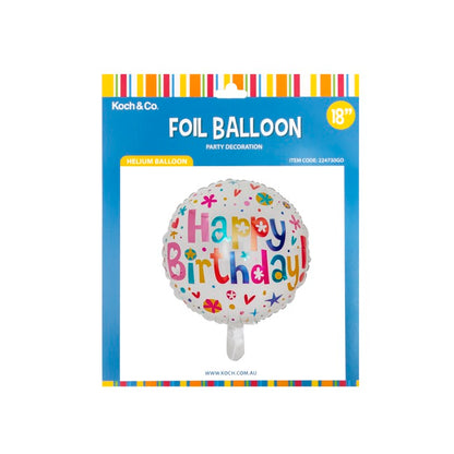 Foil Balloon 18" (45cmD) Pack 5 Round Happy Birthday