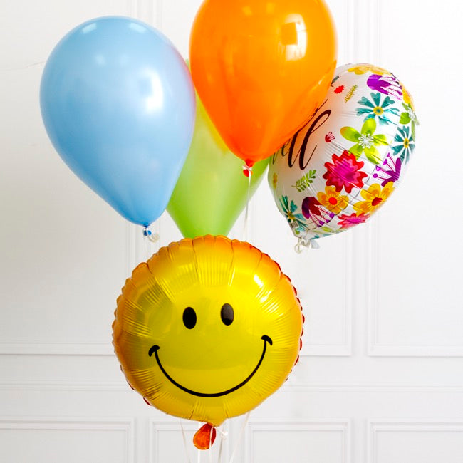 Foil Balloon 18" (45cmD) Pack 5 Round Smiley Face Yellow