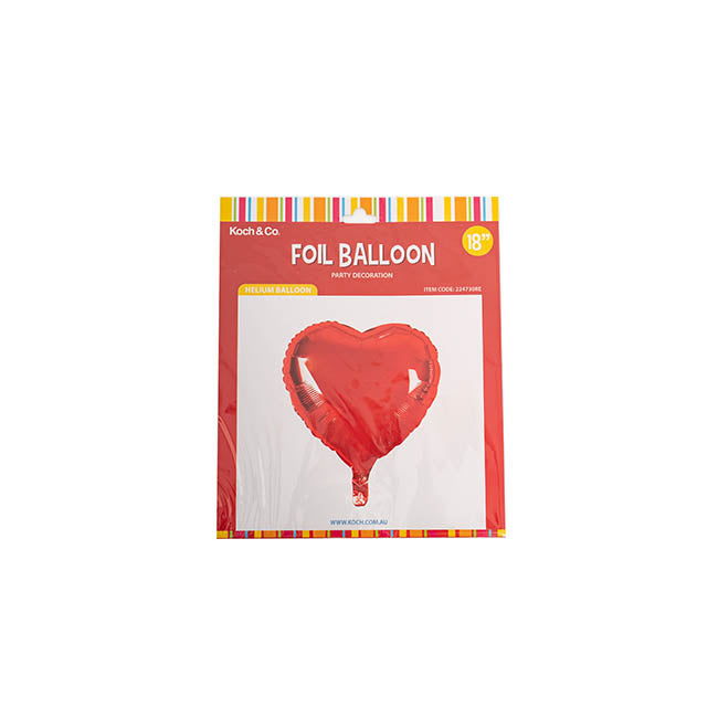 Foil Balloon 18" Pack 5 Heart Shape Solid Red (45cm x 51cm)