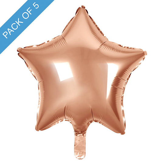 Foil Balloon 19" (48cm) Pack 5 Star Shape Solid Rose Gold