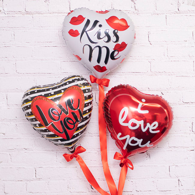 Foil Balloon 18" (45cmD) Pack 5 Heart Shape Kiss Me