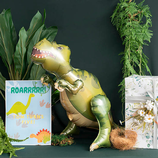 3D Foil Balloon Tyrannosaurus Rex Dinosaur Green (83Lx66cmH)