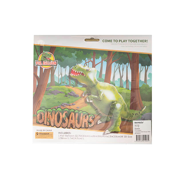 3D Foil Balloon Tyrannosaurus Rex Dinosaur Green (83Lx66cmH)