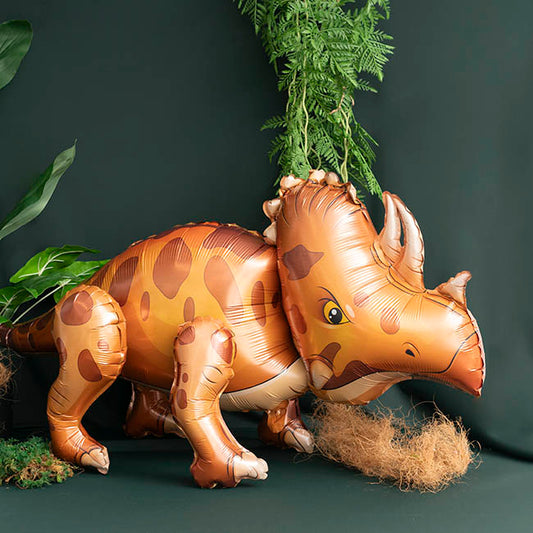 3D Foil Balloon Triceratops Dinosaur Brown (95Lx50cmH)
