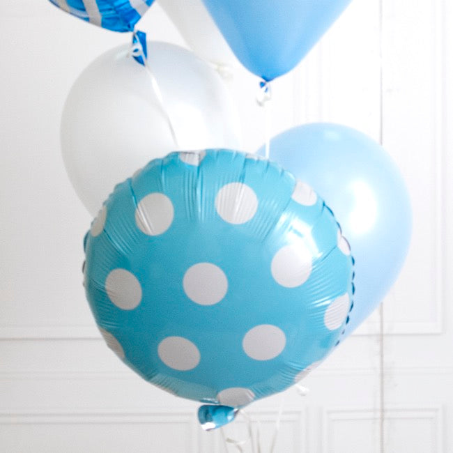 Foil Balloon 18" (45cmD) Pack 5 Round Large Dot Baby Blue