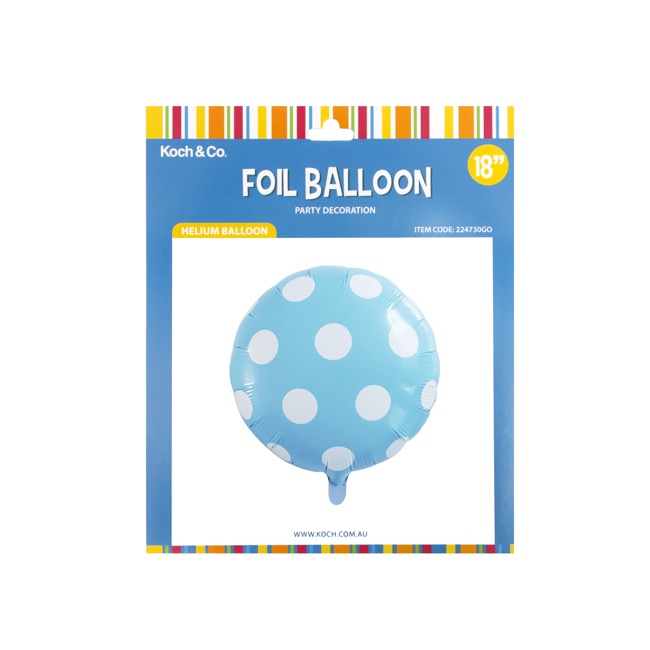 Foil Balloon 18" (45cmD) Pack 5 Round Large Dot Baby Blue