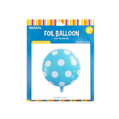 Foil Balloon 18" (45cmD) Pack 5 Round Large Dot Baby Blue