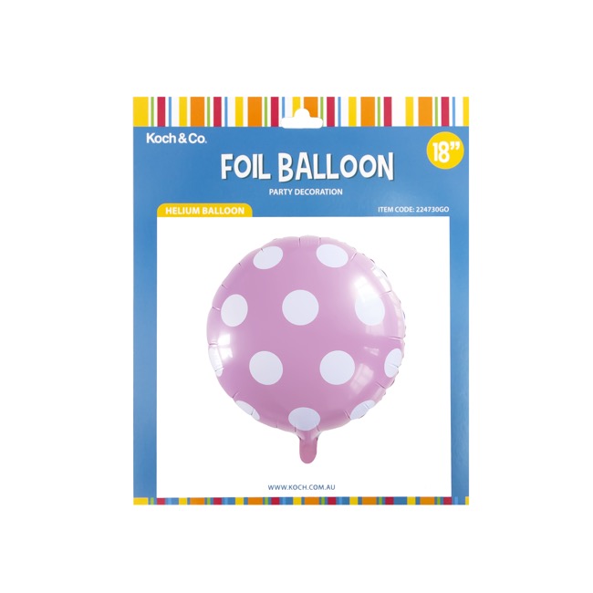 Foil Balloon 18" (45cmD) Pack 5 Round Large Dot Baby Pink