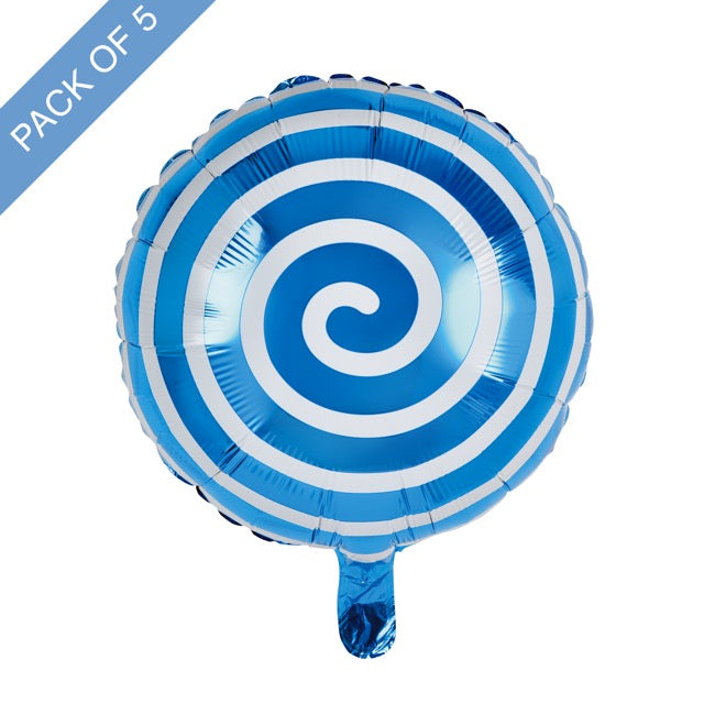 Foil Balloon 18" (45cmD) Pack 5 Round Lollipop Baby Blue
