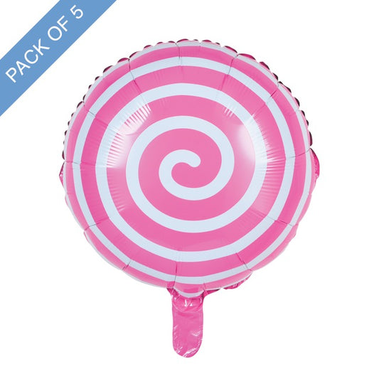 Foil Balloon 18" (45cmD) Pack 5 Round Lollipop Baby Pink