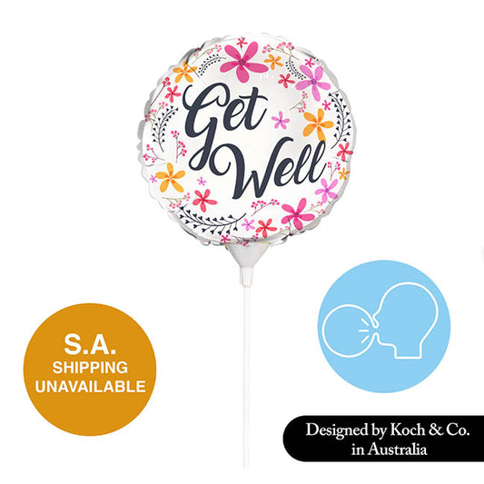 Foil Balloon 9" (22.5cmD) Air Fill Round Frangipani Get Well
