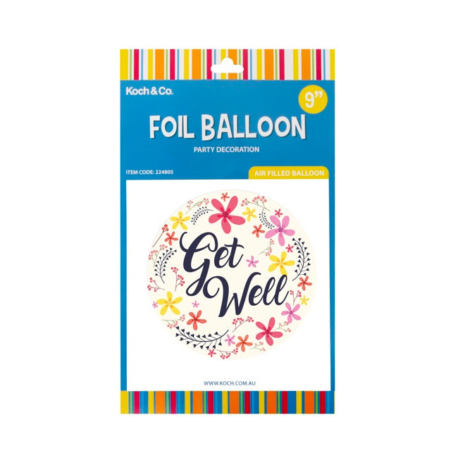 Foil Balloon 9" (22.5cmD) Air Fill Round Frangipani Get Well