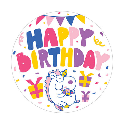 Foil Balloon 9" (22.5cmD) Pack 5 Round Happy Bday Unicorn