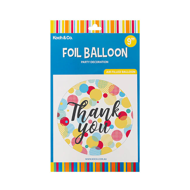 Foil Balloon 9" (22.5cmD) Pack 5 Round Thank you