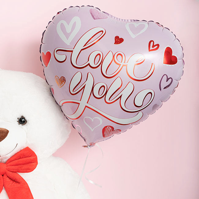 Foil Balloon 18" (45cmD) Pack 5 Love you Heart