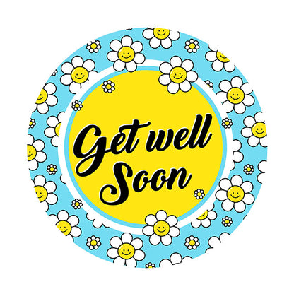 Foil Balloon 9" (22.5cmD) Pack 10 Get Well Soon Daisy Blue