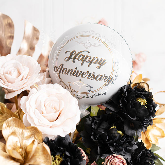 Foil Balloon 9" (22.5cmD) Pack 10 Happy Anniversary Silver