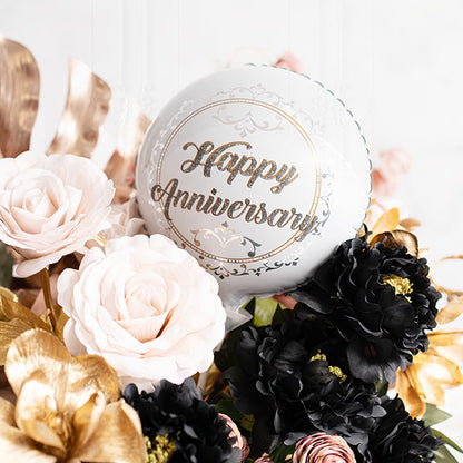 Foil Balloon 9" (22.5cmD) Pack 10 Happy Anniversary Silver