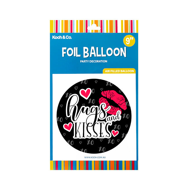 Foil Balloon 9" (22.5cmD) Pack 10 Hugs and Kisses