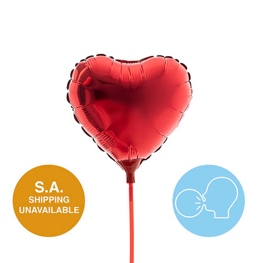 Foil Balloon 9" (22.5cmD) Air Fill Love Heart Red