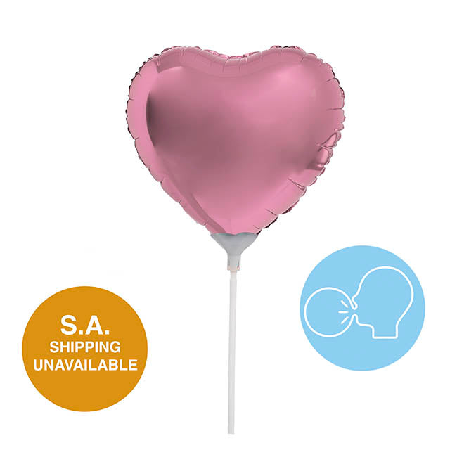 Foil Balloon 9" (22.5cmD) Pack 10 Love Heart Dusty Pink