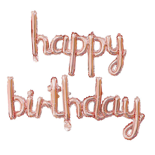Foil Balloon Happy Birthday Rose Gold (45x85cm & 45x124cm)