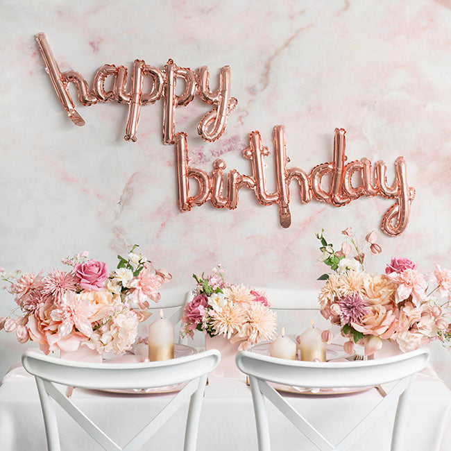 Foil Balloon Happy Birthday Rose Gold (45x85cm & 45x124cm)